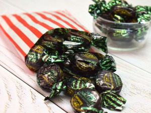 Green and gold wrapped chocolate peppermint creams