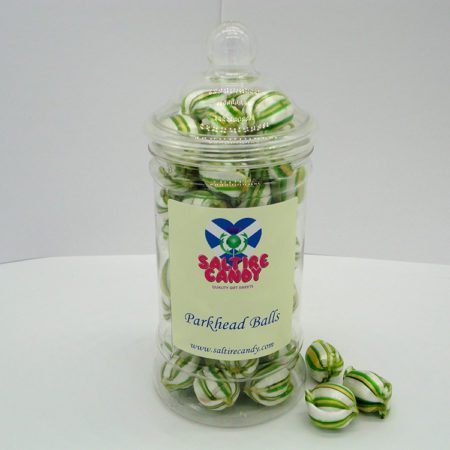 Parkhead Balls Sweet Jar available to buy online from Scottish sweet shop Saltire Candy