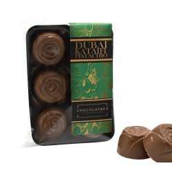 Belgian milk chocolate Dubai kataifi pistachio cream filled chocolates 6 pack by Saltire Candy online Scottish Sweet Shop