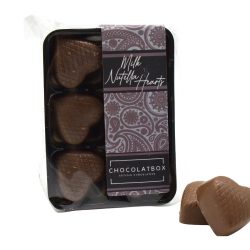 Belgian milk chocolate Nutella hazelnut cream filled hearts 6 pack by Saltire Candy online Scottish Sweet Shop.